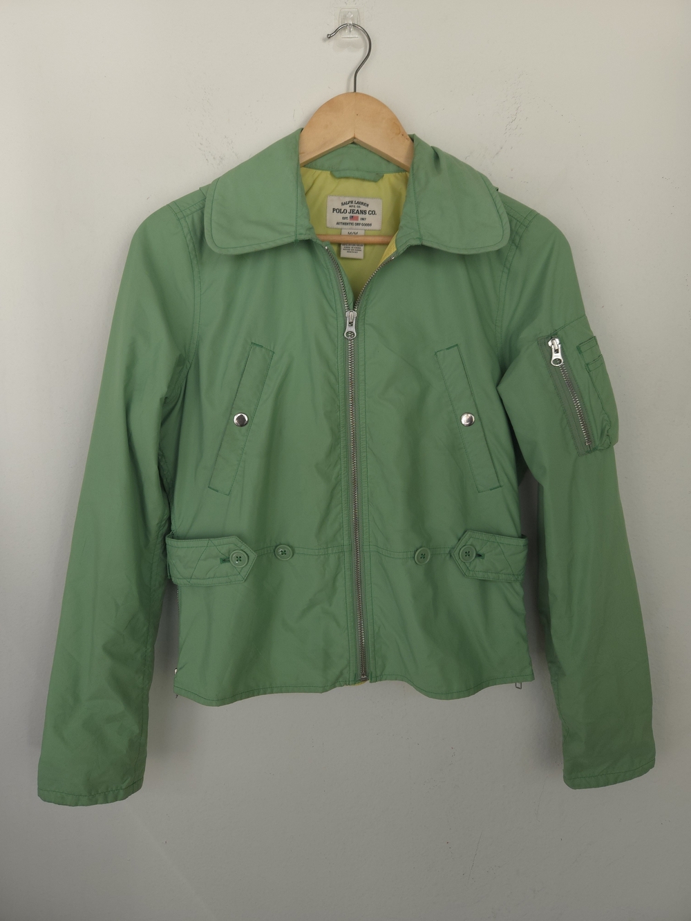 Ralph Lauren Polo Jeans Co Womens Green Utility Flight Bomber Jacket Size M